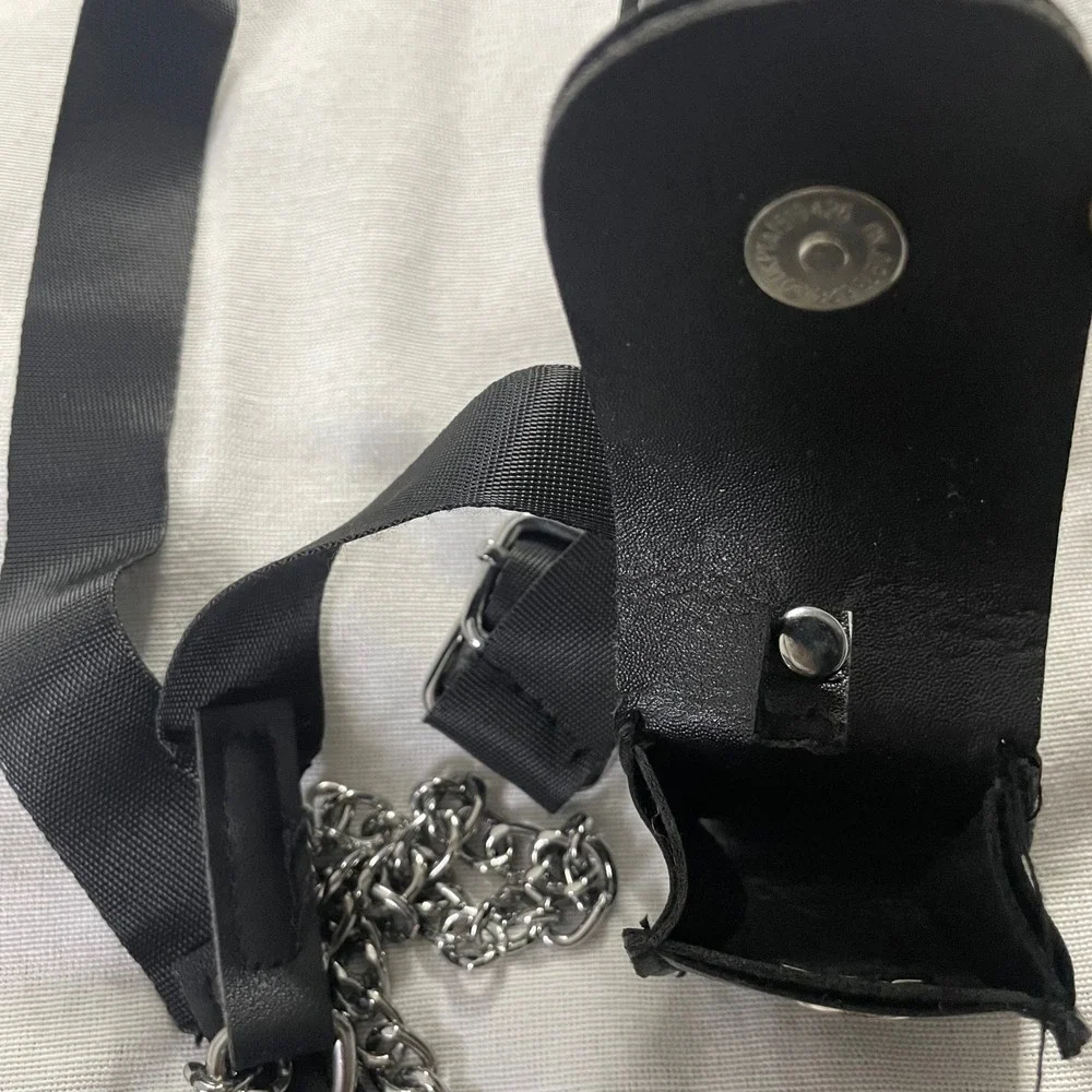 Black Utility Crossbody Bag Chain Strap Mini Pouch Y2K Techwear Festival Grunge